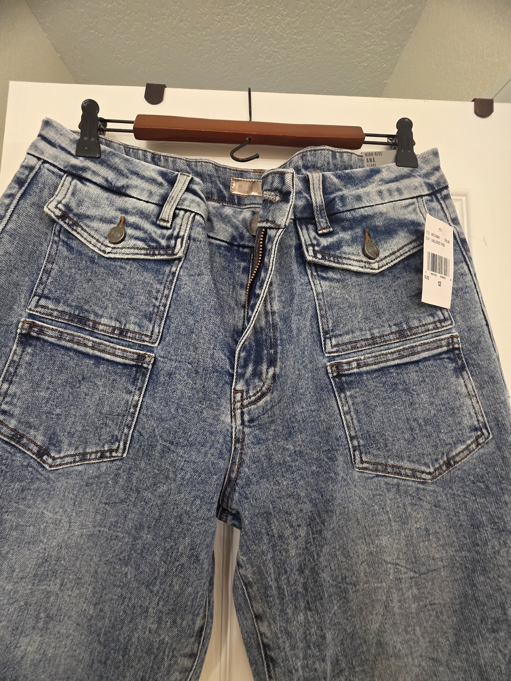 KUT Light Blue Washed Utility Jeans - Picture 1 of 8